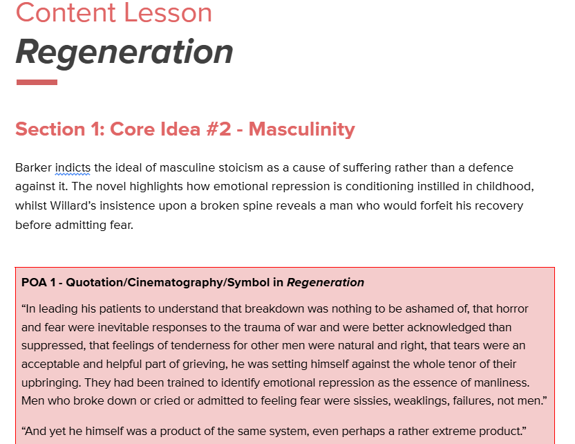 Regeneration content lesson resource