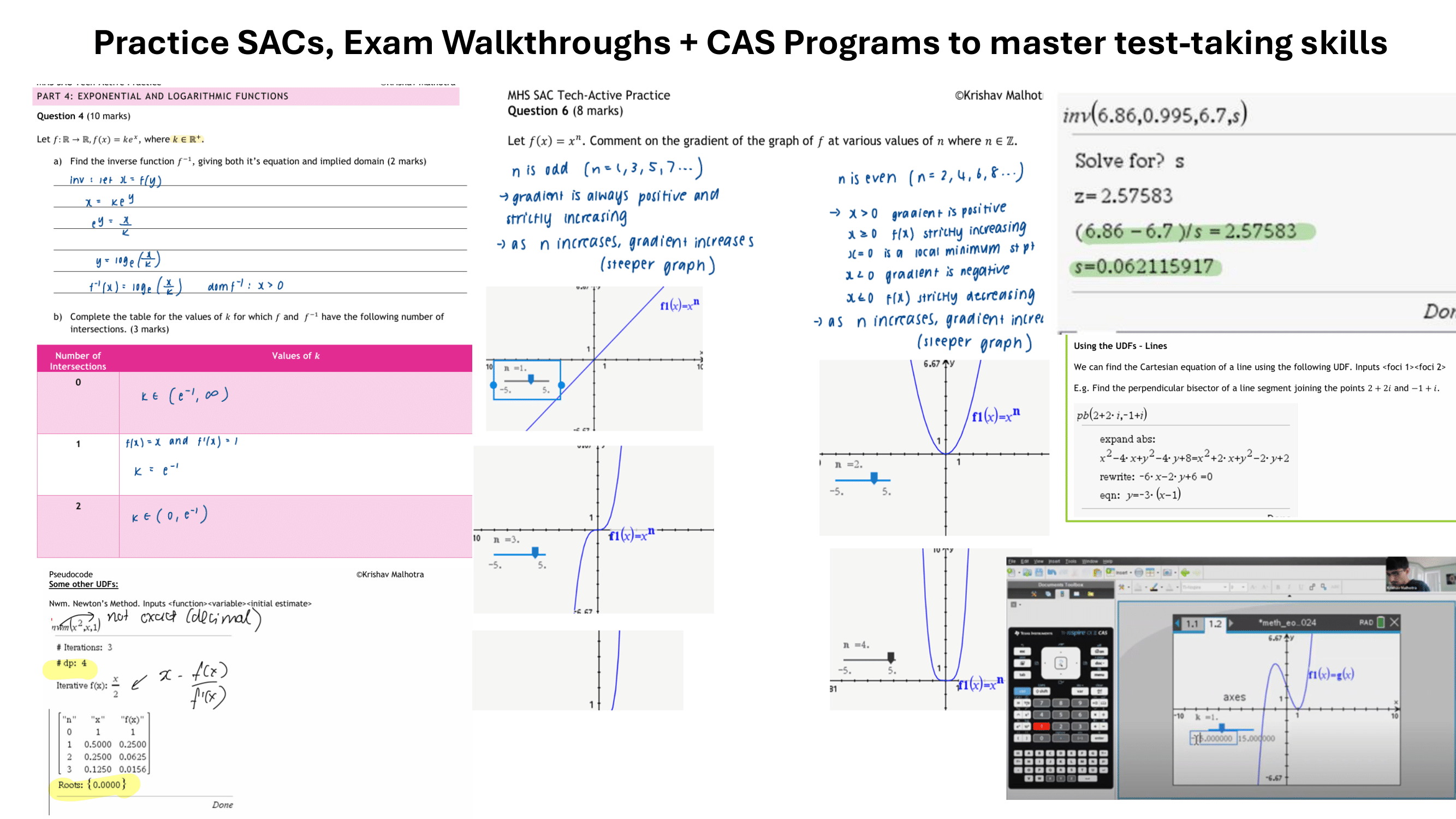 Practice SACs, exam walkthroughs and CAS programs
